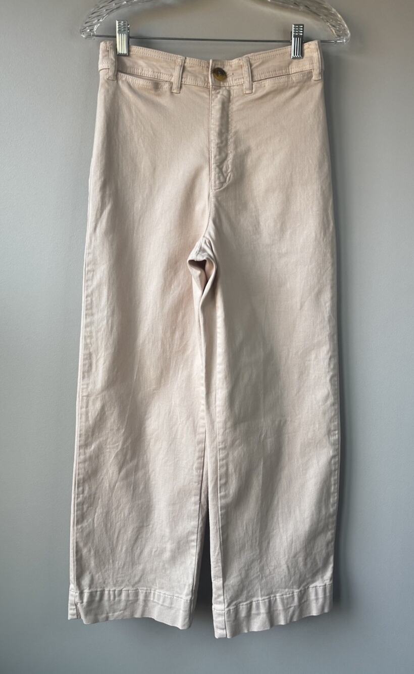Marine Layer Bridget Crop Pants Size 6 Powder Pink Wide Leg High Rise Chino